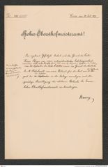 k.k. naturhistorisches Hofmuseum, Intendanzakten 1885-1896 (Hauer), Aktenzahl Z.480.d/1889, Seite 1